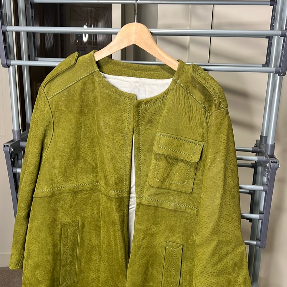 Prada green leather coat - Women’s Large Size.